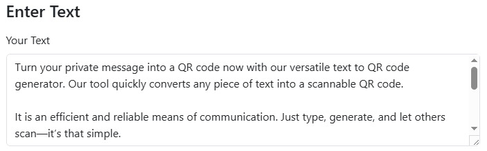 text QR Code Preview