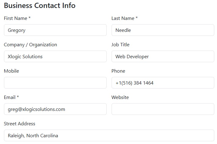 vcard QR Code Preview